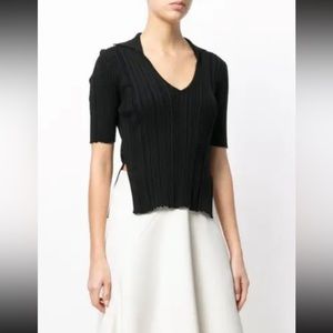 Jacquemus La Marinheiro Polo Rib Knit Top size 40 Medium Black